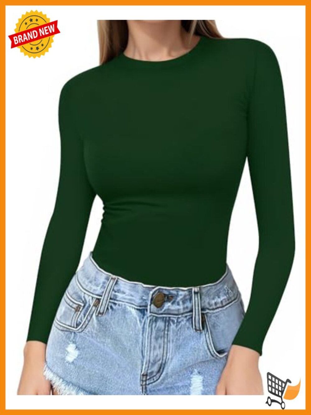 Fitted Long Sleeve Crew Neck T Shirt Seamless Basic Tee Top